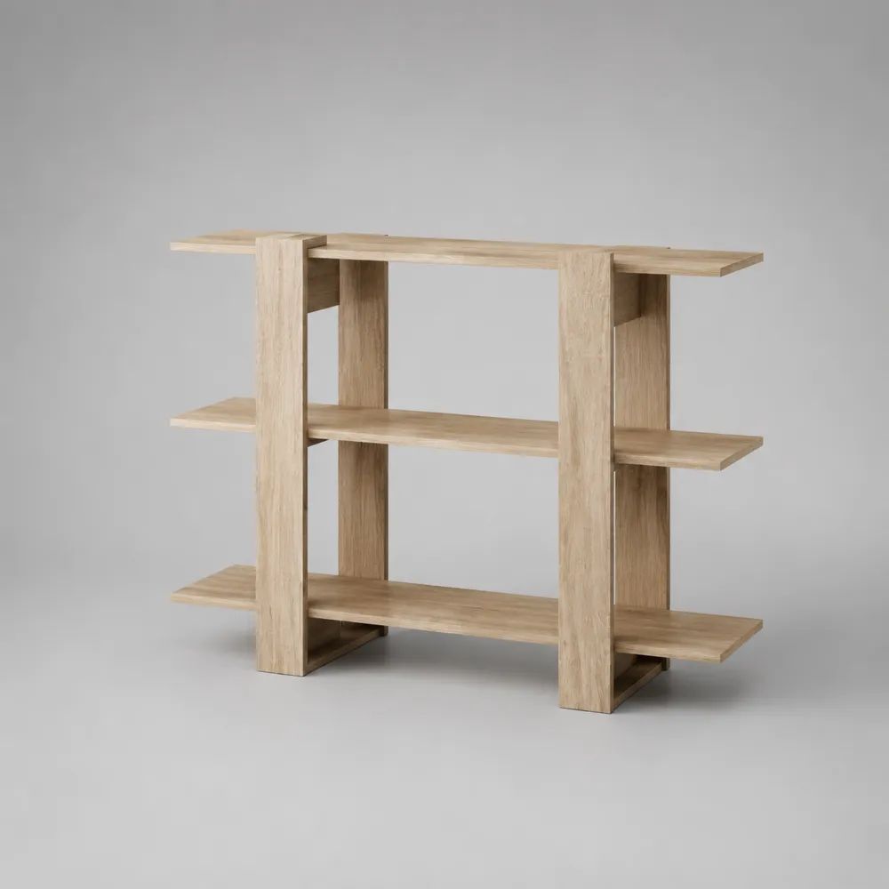 Freistehendes Bücherregal und Raumteiler aus Spanplatte, Naturbraun, 120 × 30 × 100 cm
