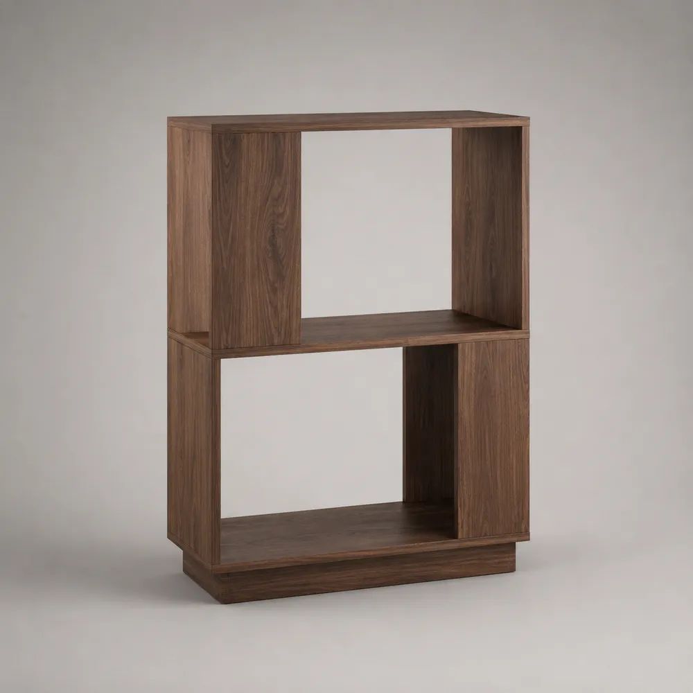 Bücherregal aus Spanplatte mit Walnussdekor, 4 offene Fächer, Braun, 80 × 30 × 110 cm